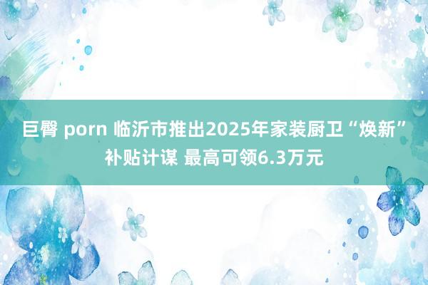 巨臀 porn 临沂市推出2025年家装厨卫“焕新”补贴计谋 最高可领6.3万元