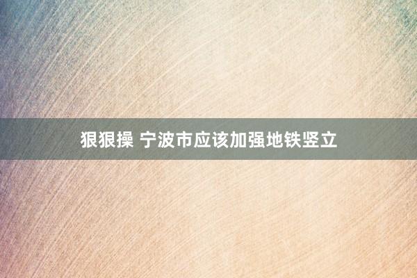 狠狠操 宁波市应该加强地铁竖立
