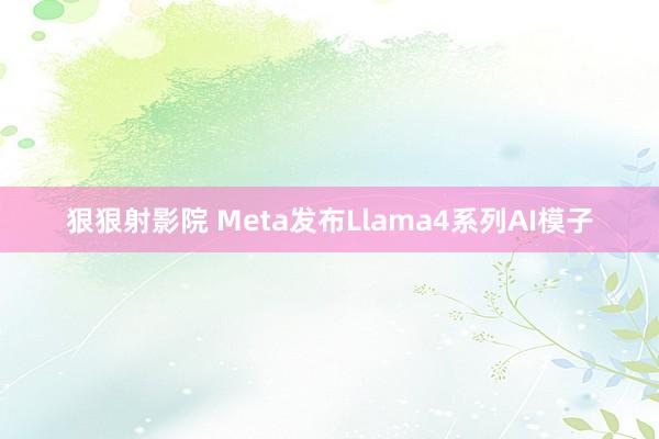 狠狠射影院 Meta发布Llama4系列AI模子