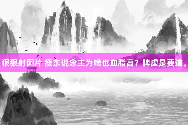 狠狠射图片 瘦东说念主为啥也血脂高？脾虚是要道。